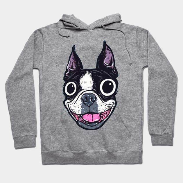 Boston Terrier Face Hoodie by turddemon